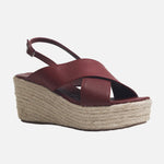 Sandalia plataforma orena de cuero para mujer - Vino