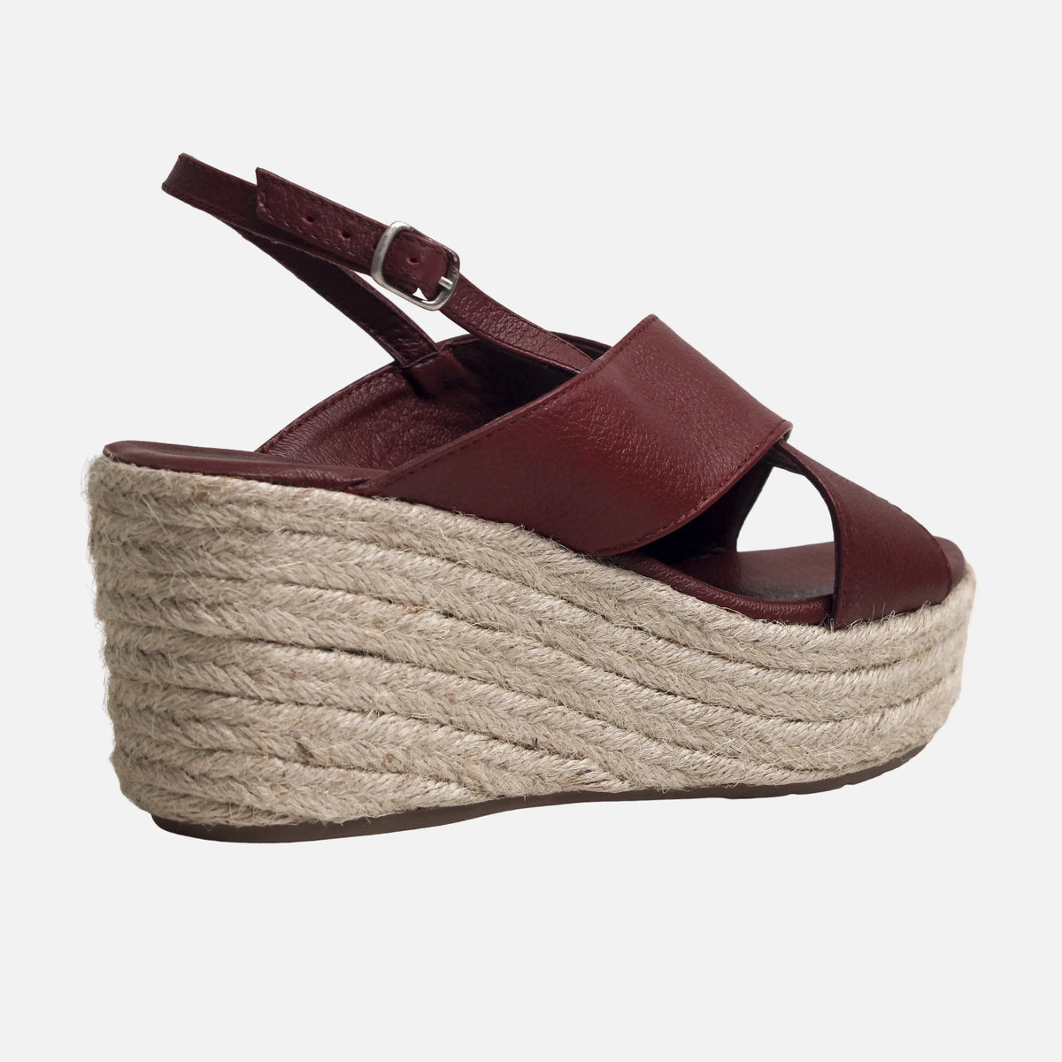 Sandalia plataforma orena de cuero para mujer - Vino