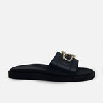 Sandalia flatform farel de cuero para mujer - Negro