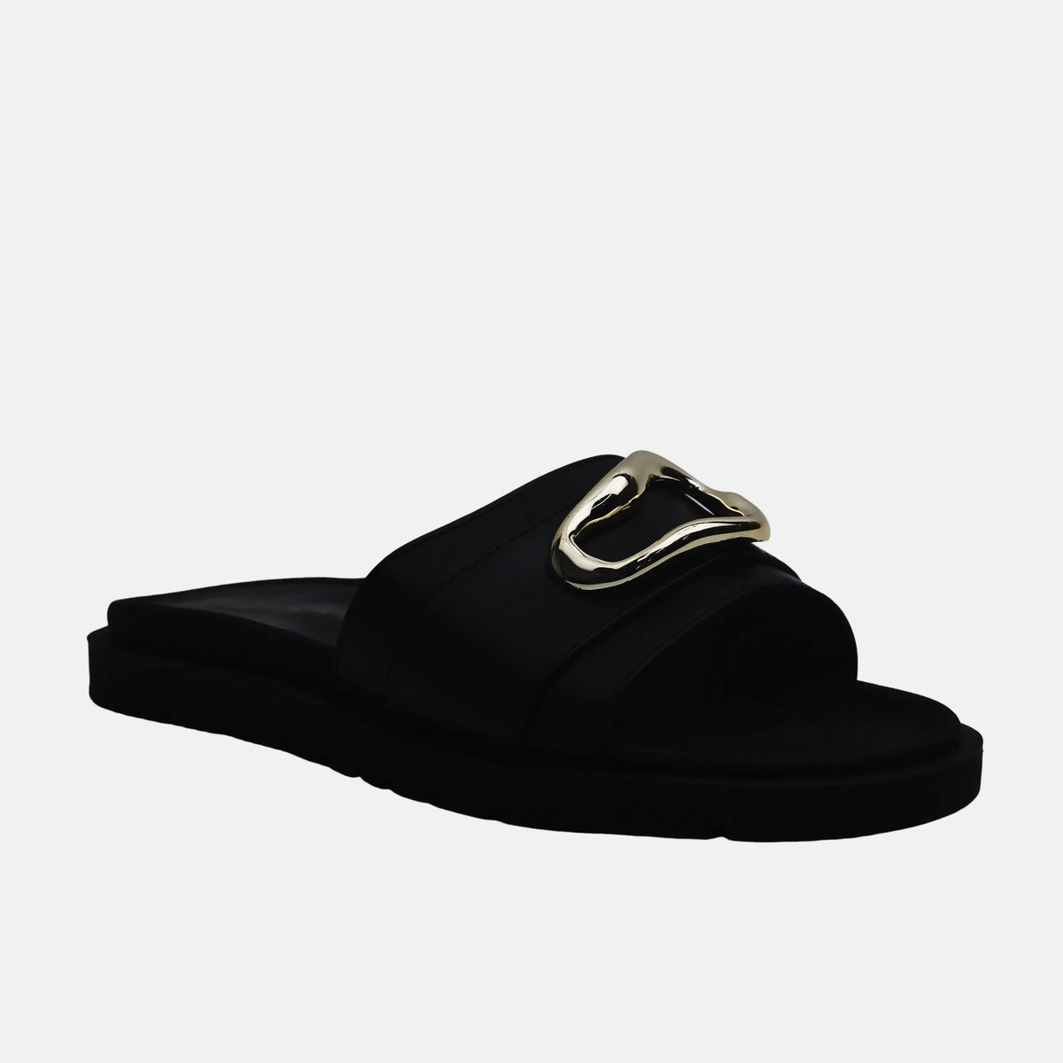 Sandalia flatform farel de cuero para mujer - Negro