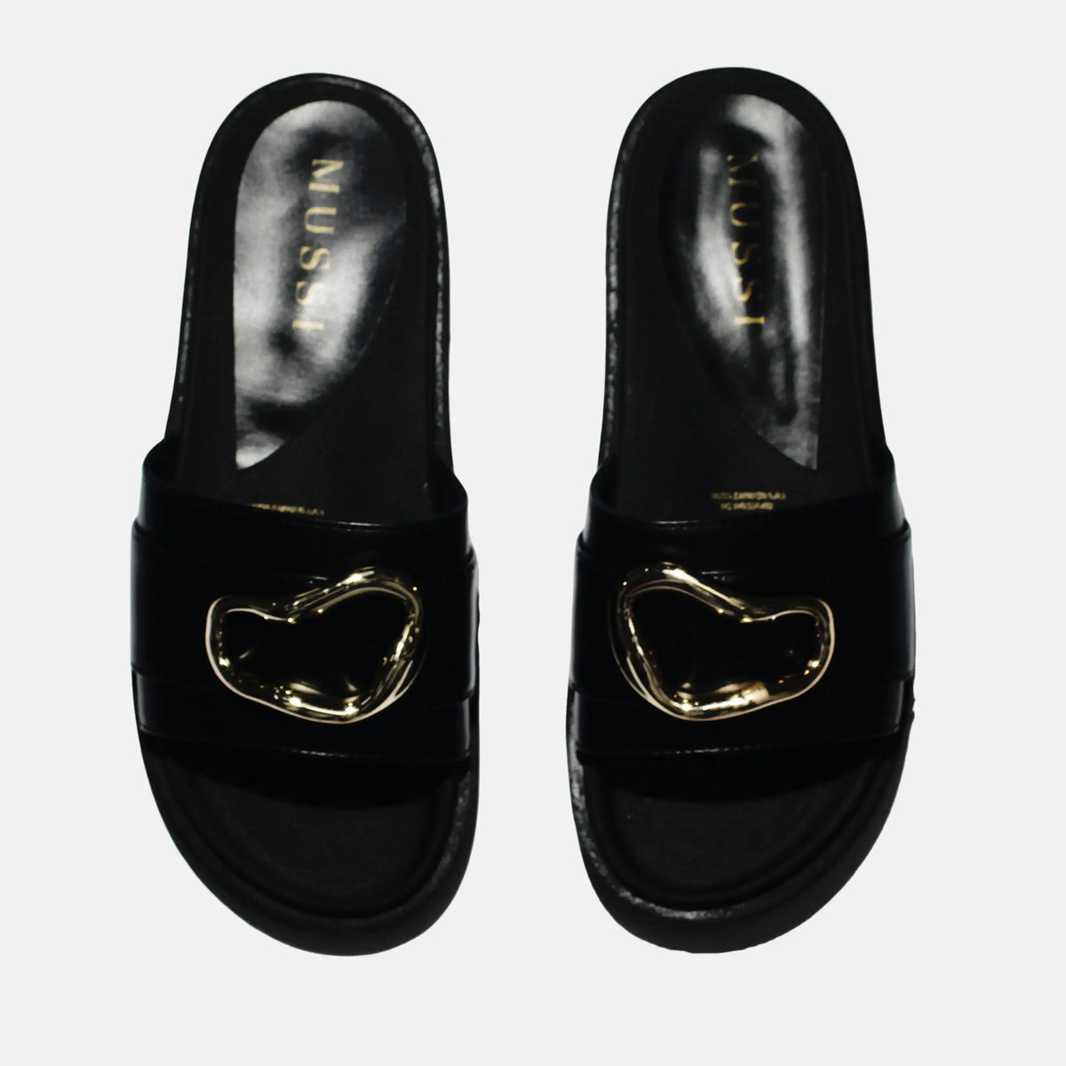 Sandalia flatform farel de cuero para mujer - Negro