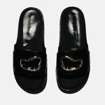 Sandalia flatform farel de cuero para mujer - Negro