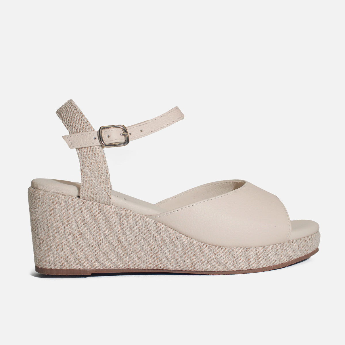 Sandalia plataforma liliana de cuero para mujer - Hueso