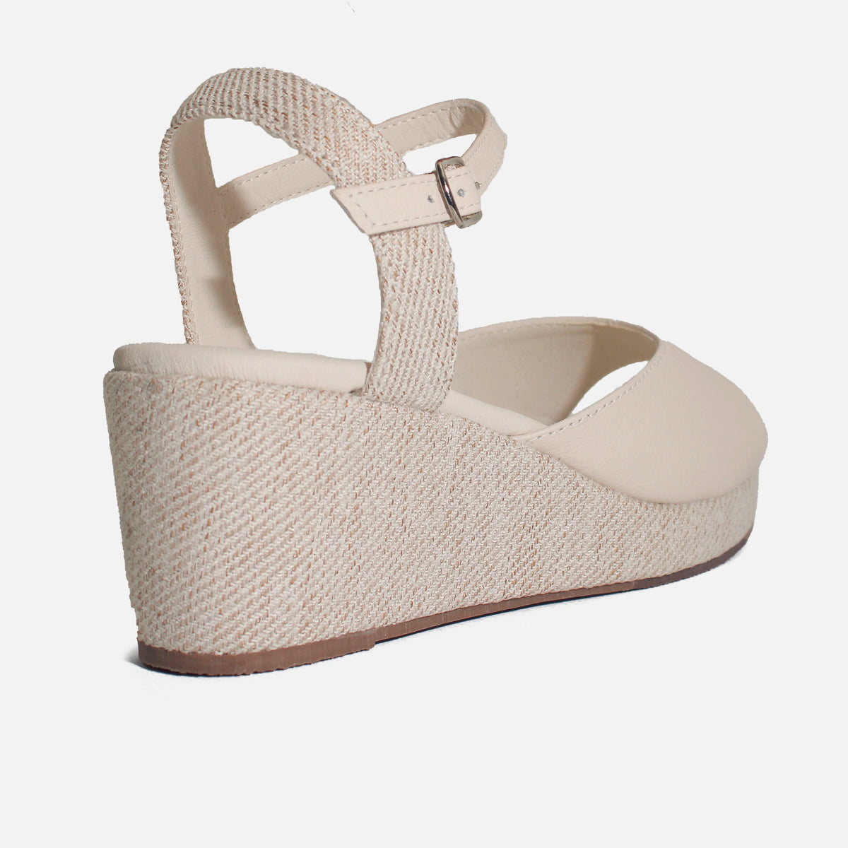 Sandalia plataforma liliana de cuero para mujer - Hueso