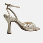 Sandalia tacon lila de sintético para mujer - Oro