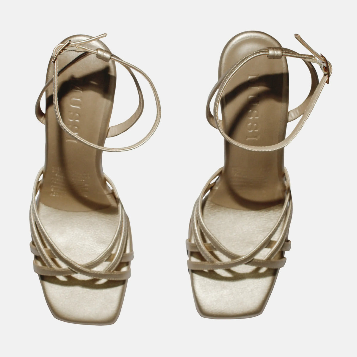 Sandalia tacon lila de sintético para mujer - Oro