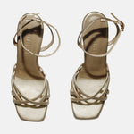 Sandalia tacon lila de sintético para mujer - Oro