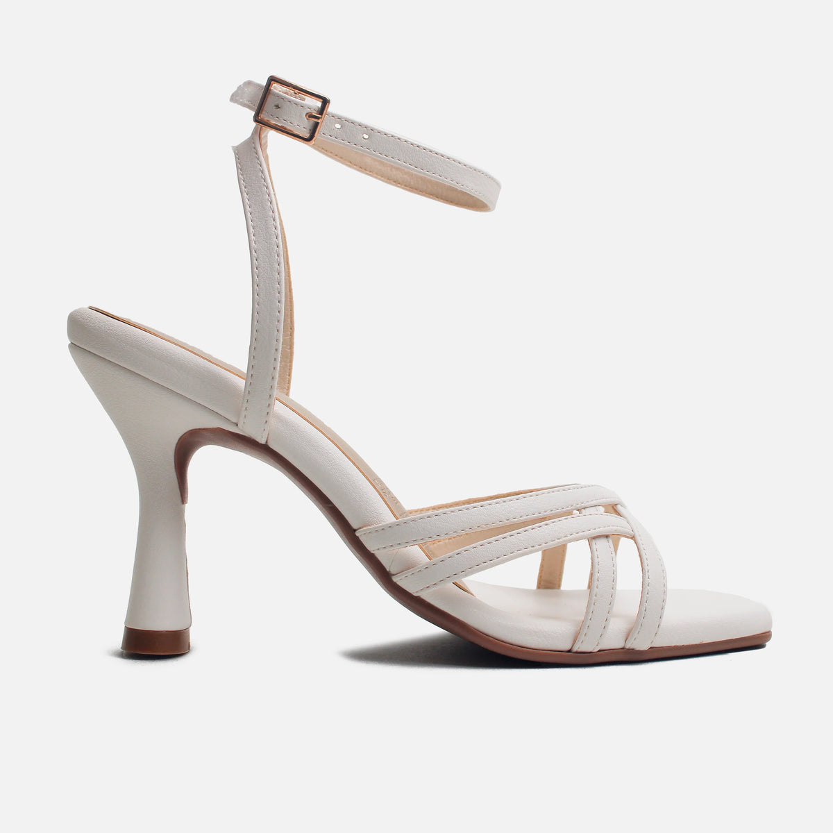 Sandalia tacon lila de sintético para mujer - Hueso