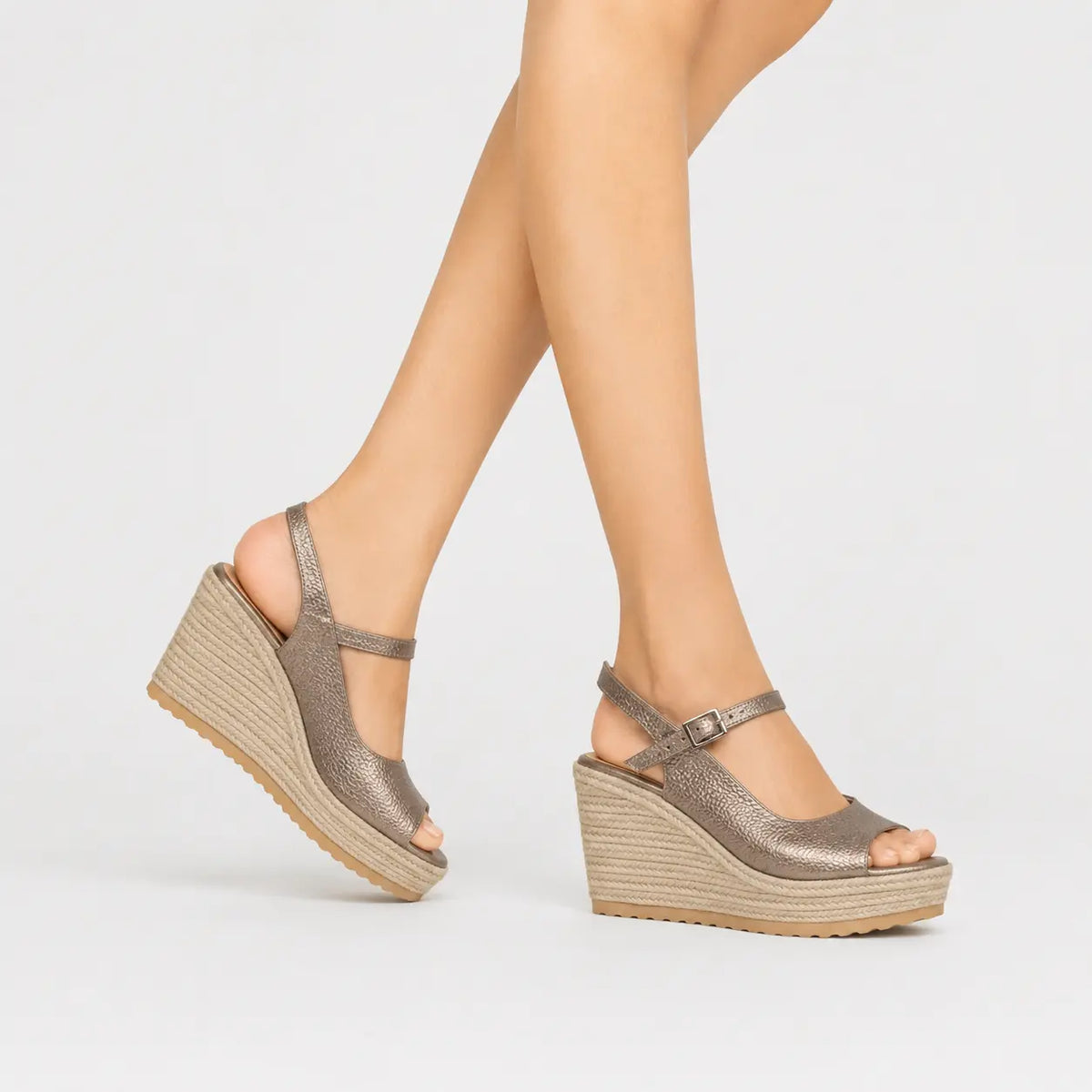 Sandalia plataforma aurora de cuero para mujer - Cobre