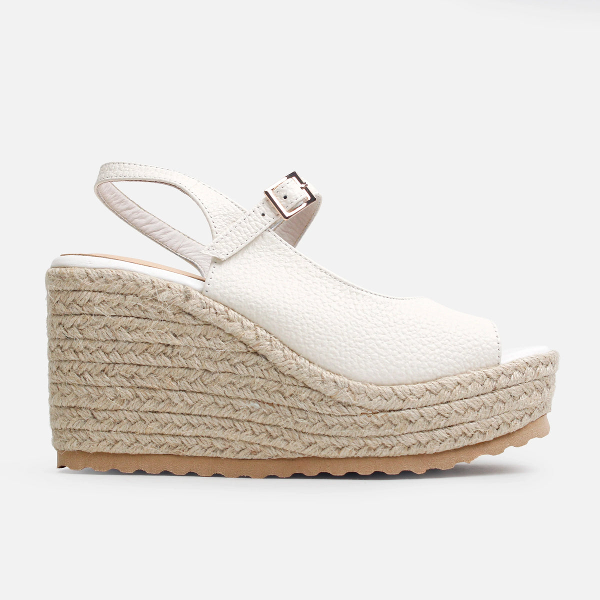 Sandalia plataforma aurora de cuero para mujer - Hueso