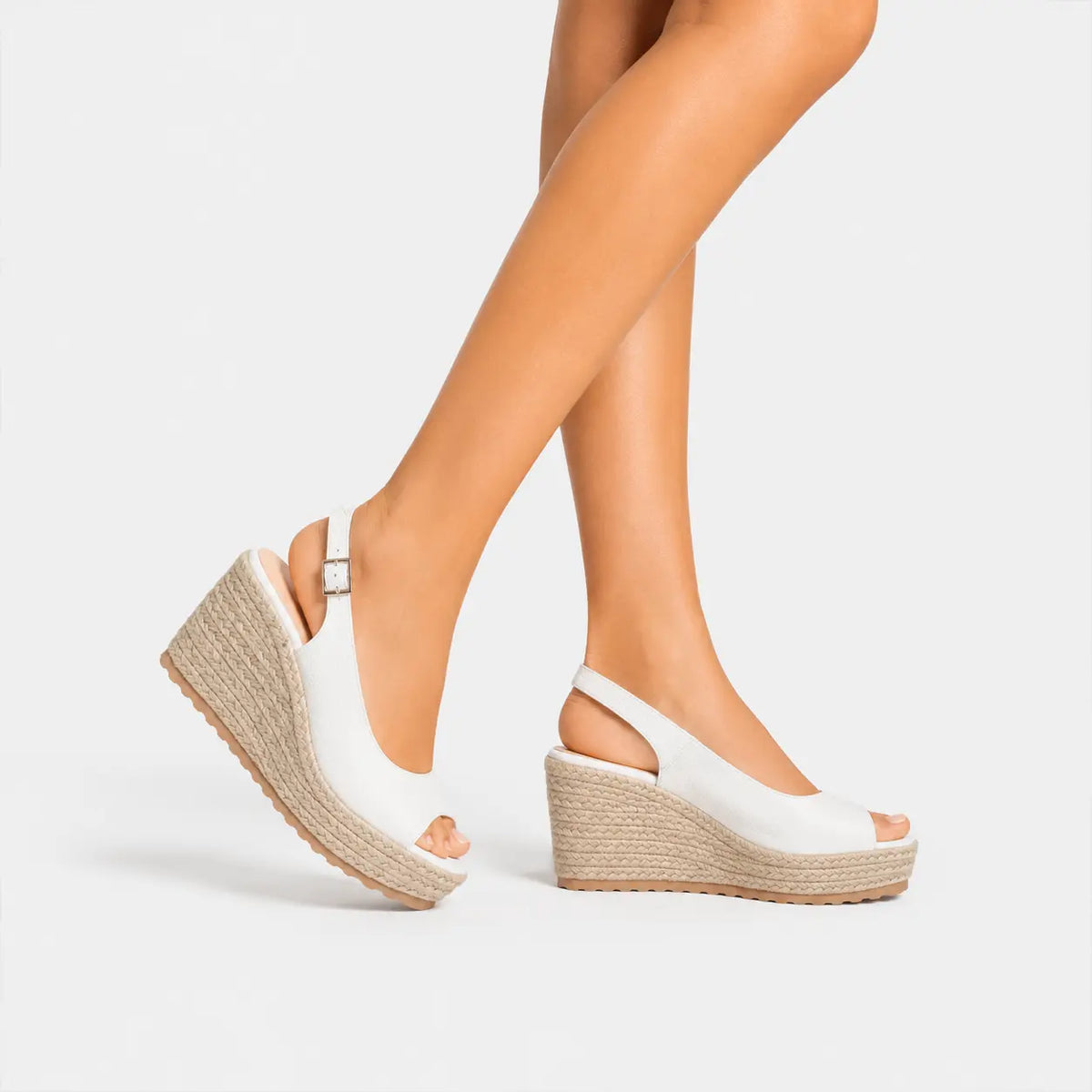 Sandalia plataforma aurora de cuero para mujer - Hueso