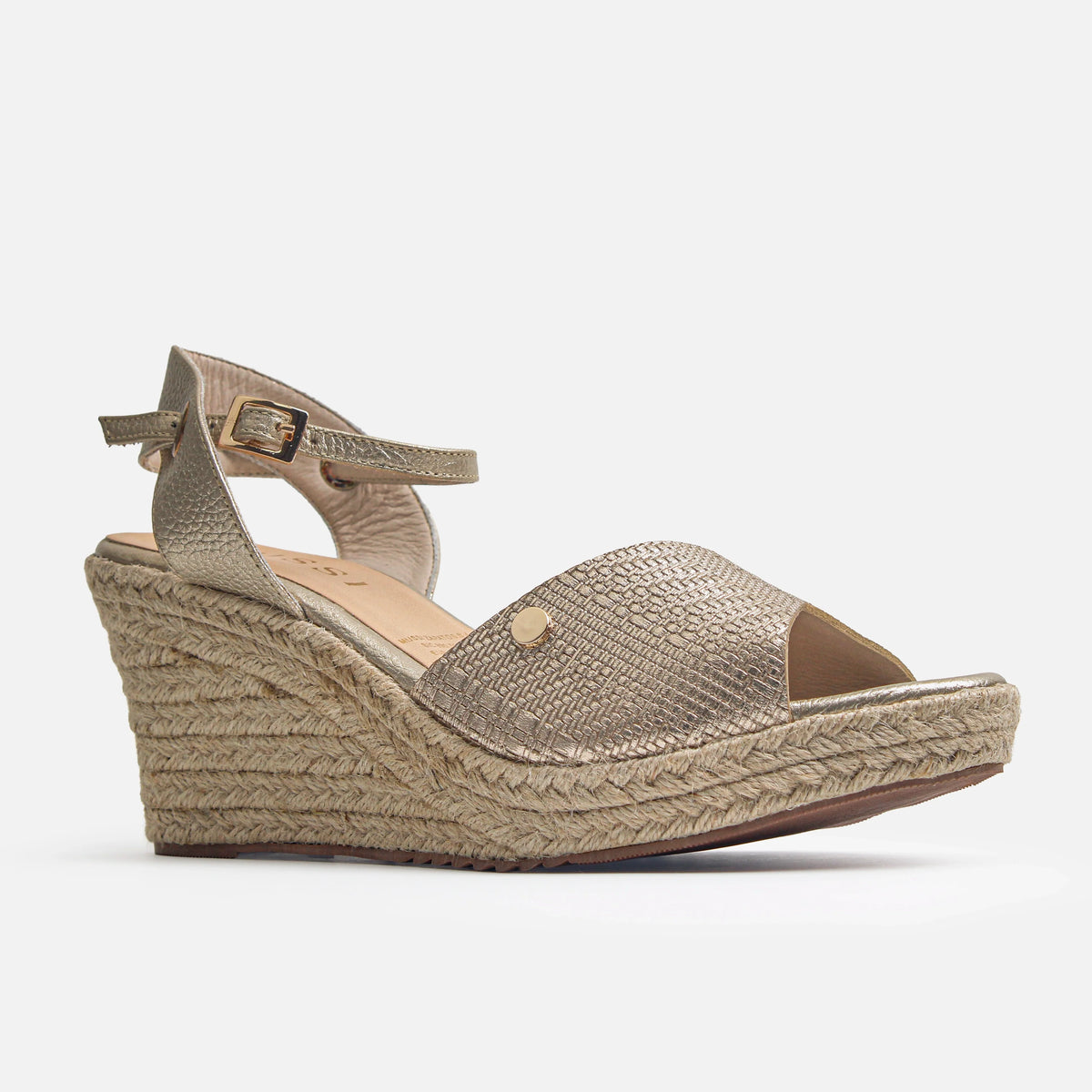 Sandalia plataforma fiore de cuero para mujer - Oro