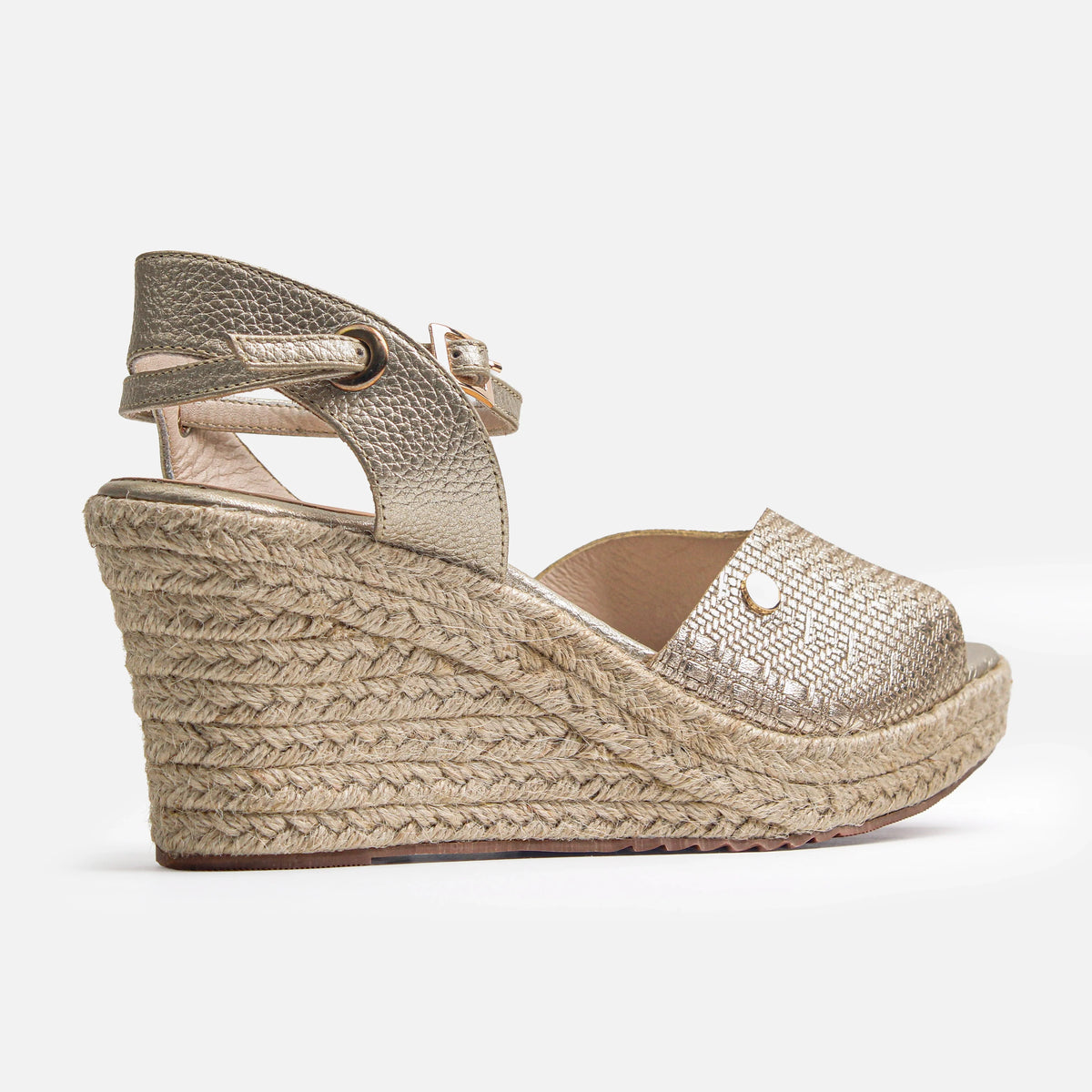Sandalia plataforma fiore de cuero para mujer - Oro