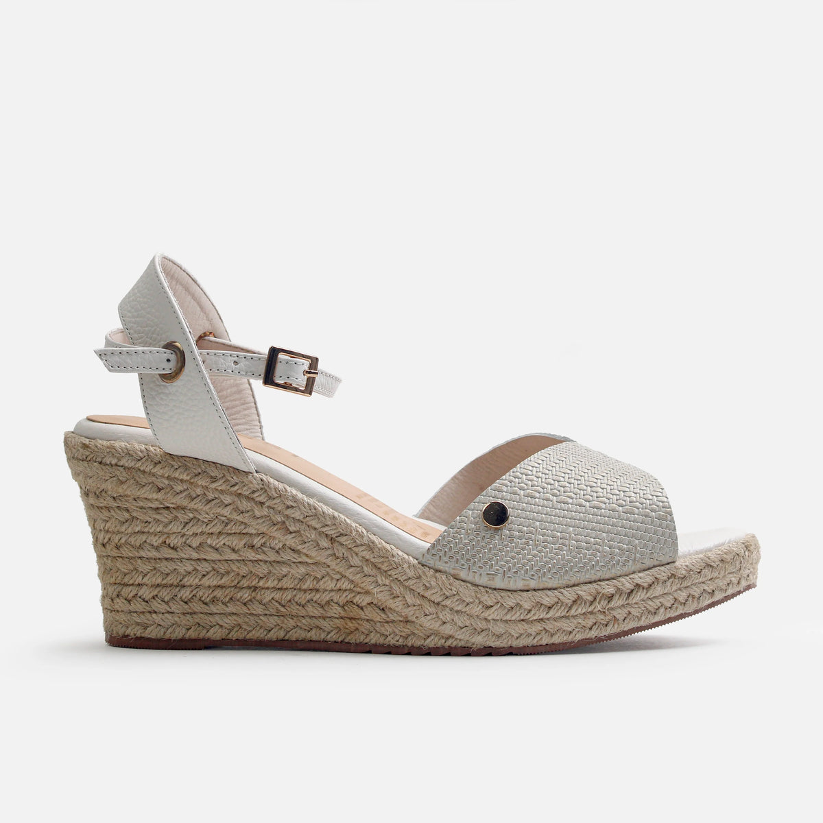 Sandalia plataforma fiore de cuero para mujer - Hueso