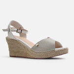 Sandalia plataforma fiore de cuero para mujer - Hueso