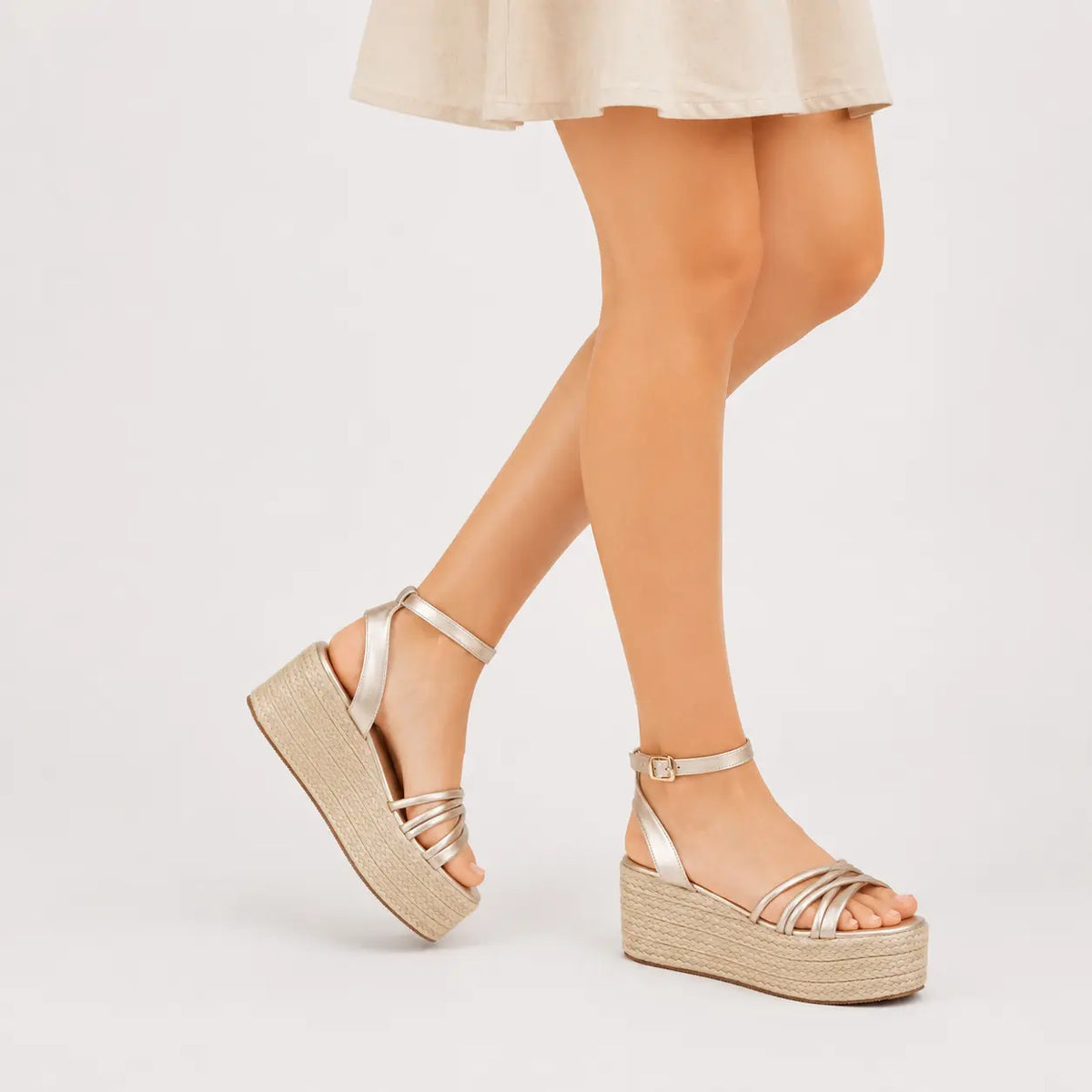 Sandalia plataforma ginebra de sintético para mujer - Oro