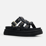 Sandalia chunky amarilis de cuero para mujer - Negro