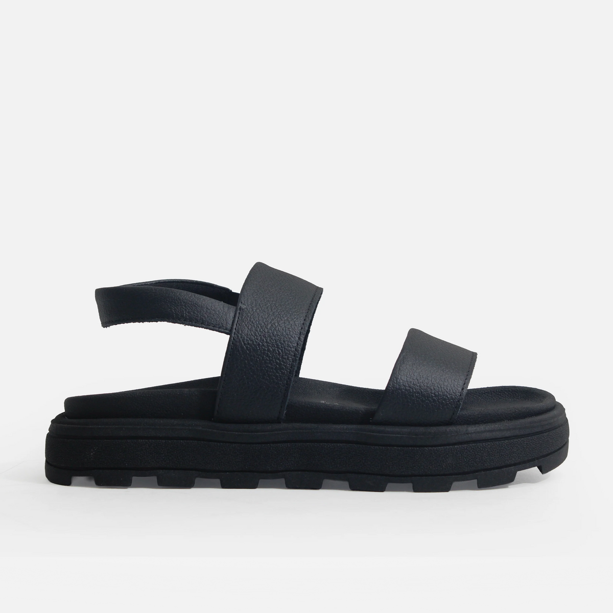 Sandalia flatform maure de cuero para mujer - Negro