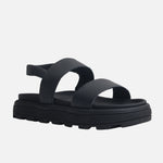 Sandalia flatform maure de cuero para mujer - Negro