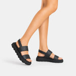 Sandalia flatform maure de cuero para mujer - Negro