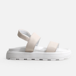 Sandalia flatform maure de cuero para mujer - Hueso