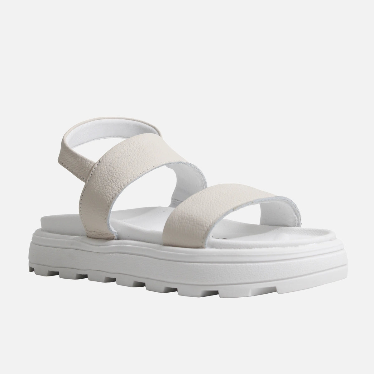 Sandalia flatform maure de cuero para mujer - Hueso