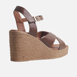 Sandalia plataforma nirel de cuero para mujer - Miel