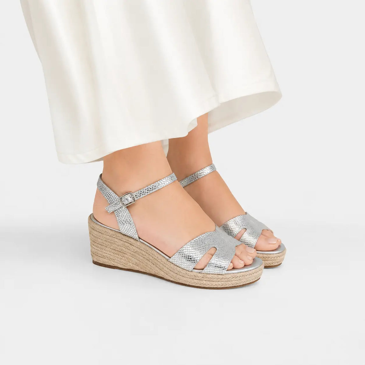 Sandalia plataforma aurel de cuero para mujer - Plateado
