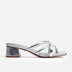 Sandalia tacon auroris de cuero para mujer - Plateado