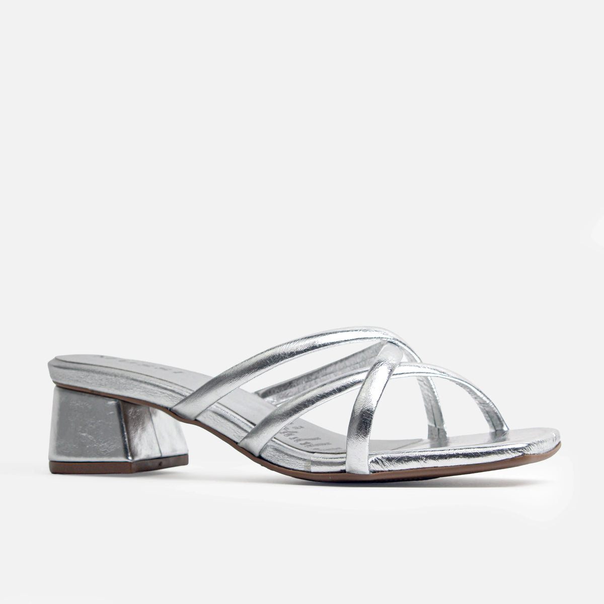 Sandalia tacon auroris de cuero para mujer - Plateado