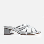 Sandalia tacon auroris de cuero para mujer - Plateado