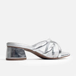 Sandalia tacon auroris de cuero para mujer - Plateado