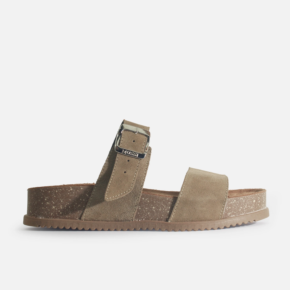Sandalia flatform cielara de cuero para mujer - Taupe