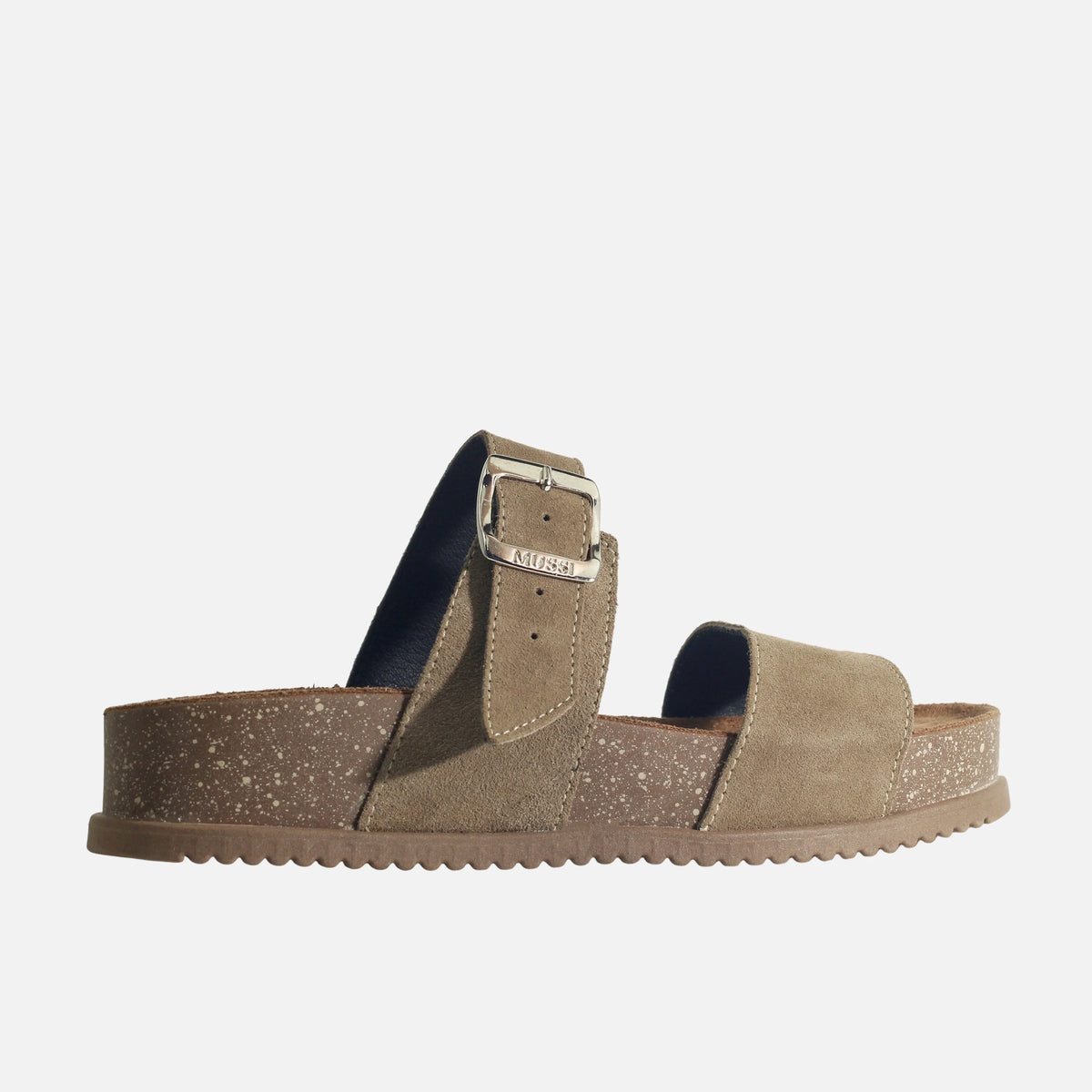 Sandalia flatform cielara de cuero para mujer - Taupe
