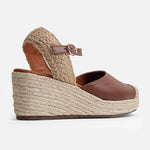 Sandalia plataforma ivoria de cuero para mujer - Miel