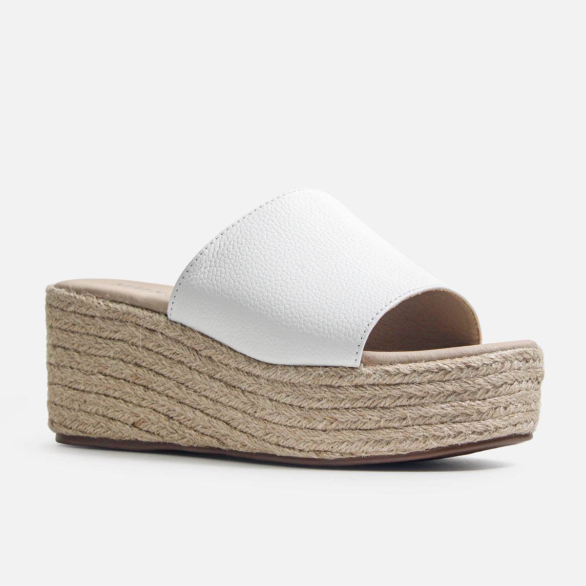 Sandalia plataforma aquamara de cuero para mujer - Blanco