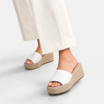 Sandalia plataforma aquamara de cuero para mujer - Blanco
