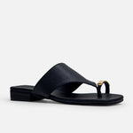 Sandalia tacon lacia de cuero para mujer - Negro