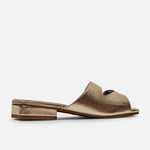 Sandalia tacon lacia de cuero para mujer - Oro