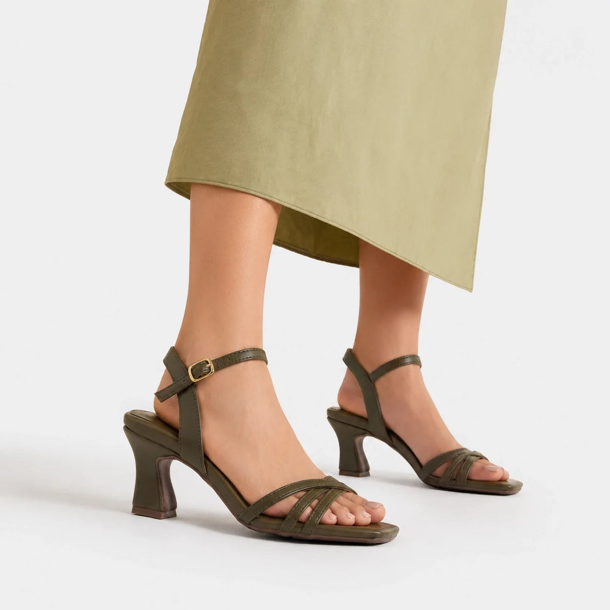 Sandalia tacon clarita de sintético para mujer - Verde