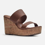 Sandalia plataforma dahlia de cuero para mujer - Miel