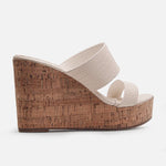Sandalia plataforma dahlia de cuero para mujer - Hueso