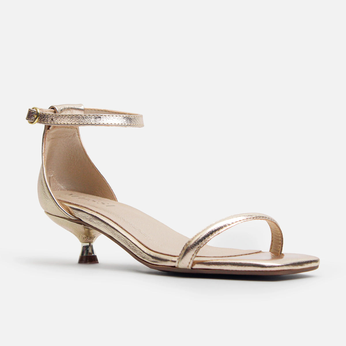 Sandalia tacon malva de cuero para mujer - Oro