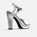 Sandalia tacon plataforma bruselas de sintético para mujer - Plateado