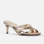 Zueco tacon menta de cuero para mujer - Oro