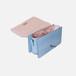 Bolso manos libres luz de cuero para mujer - Celeste