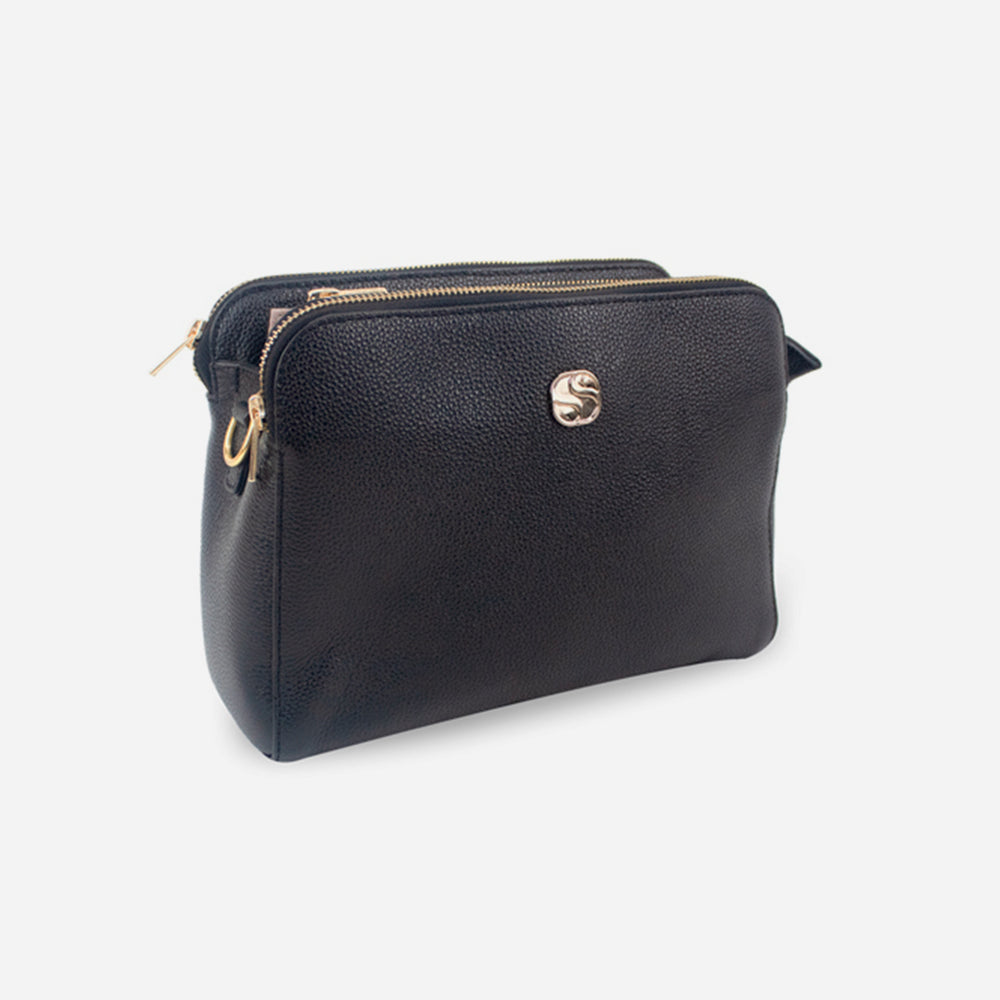 Bolso manos libres arau de cuero para mujer - Negro