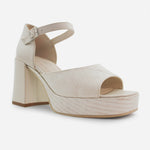 Sandalia tacon plataforma julie de cuero para mujer - Taupe