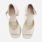 Sandalia tacon plataforma julie de cuero para mujer - Taupe