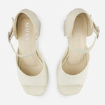 Sandalia tacon plataforma julie de cuero para mujer - Hueso